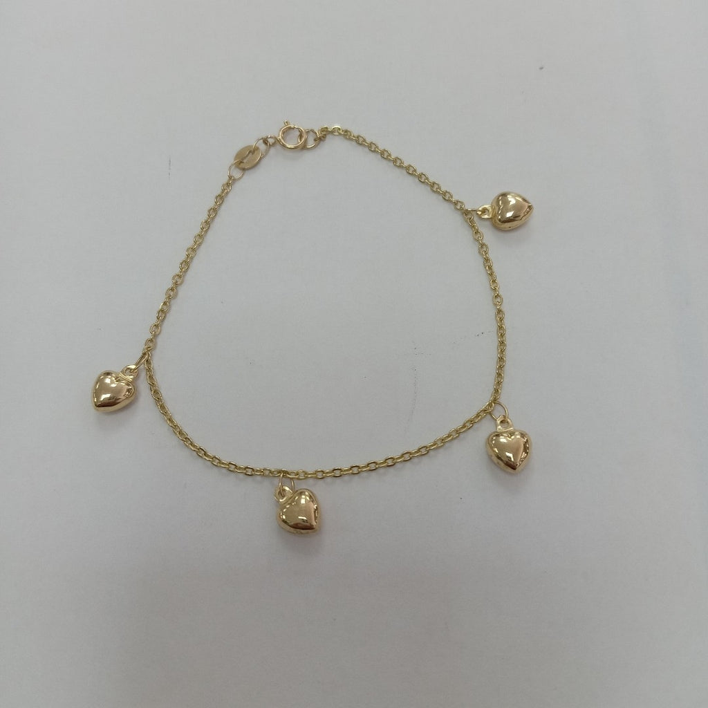 PULSERA ESP CON FIG CORAZONES 14K 18 CM 1.9 GR (NUEVO)