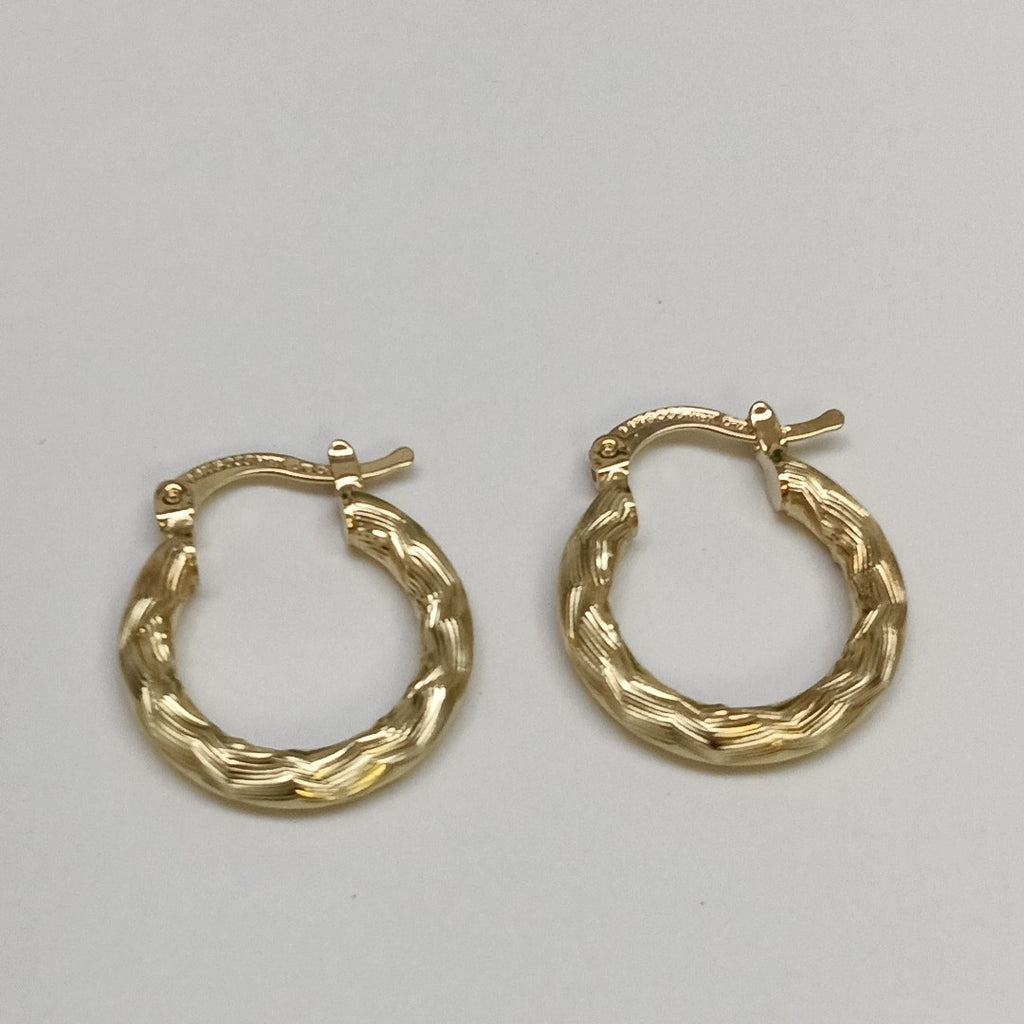 ARETES TEJIDO ARRACADAS ASTRIADAS 14K 2.1 GR (NUEVO)