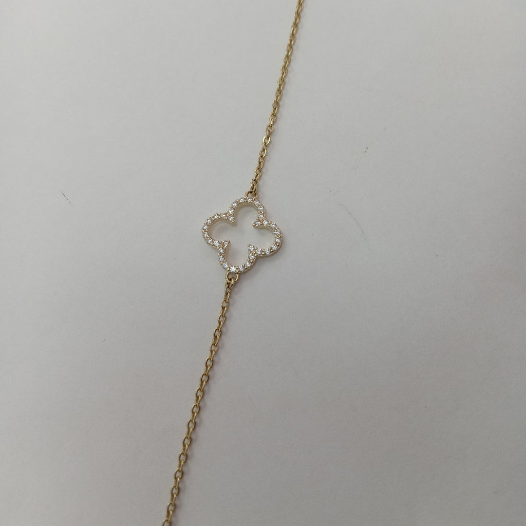PULSERA TEJIDO ESPECIAL C CIRCONIAS 14K 18 CM 1.8 GR (NUEVO)