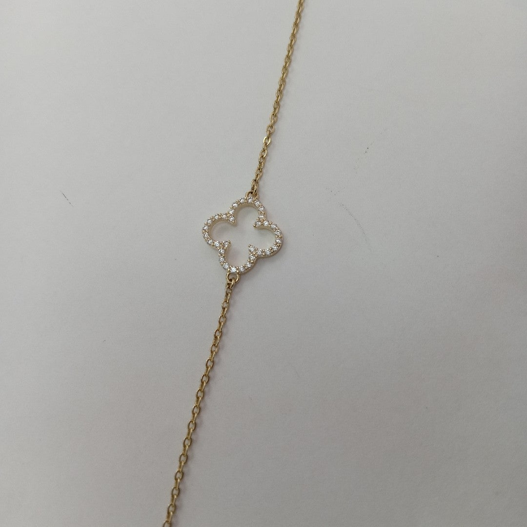 PULSERA TEJIDO ESPECIAL C CIRCONIAS 14K 18 CM 1.8 GR (NUEVO)