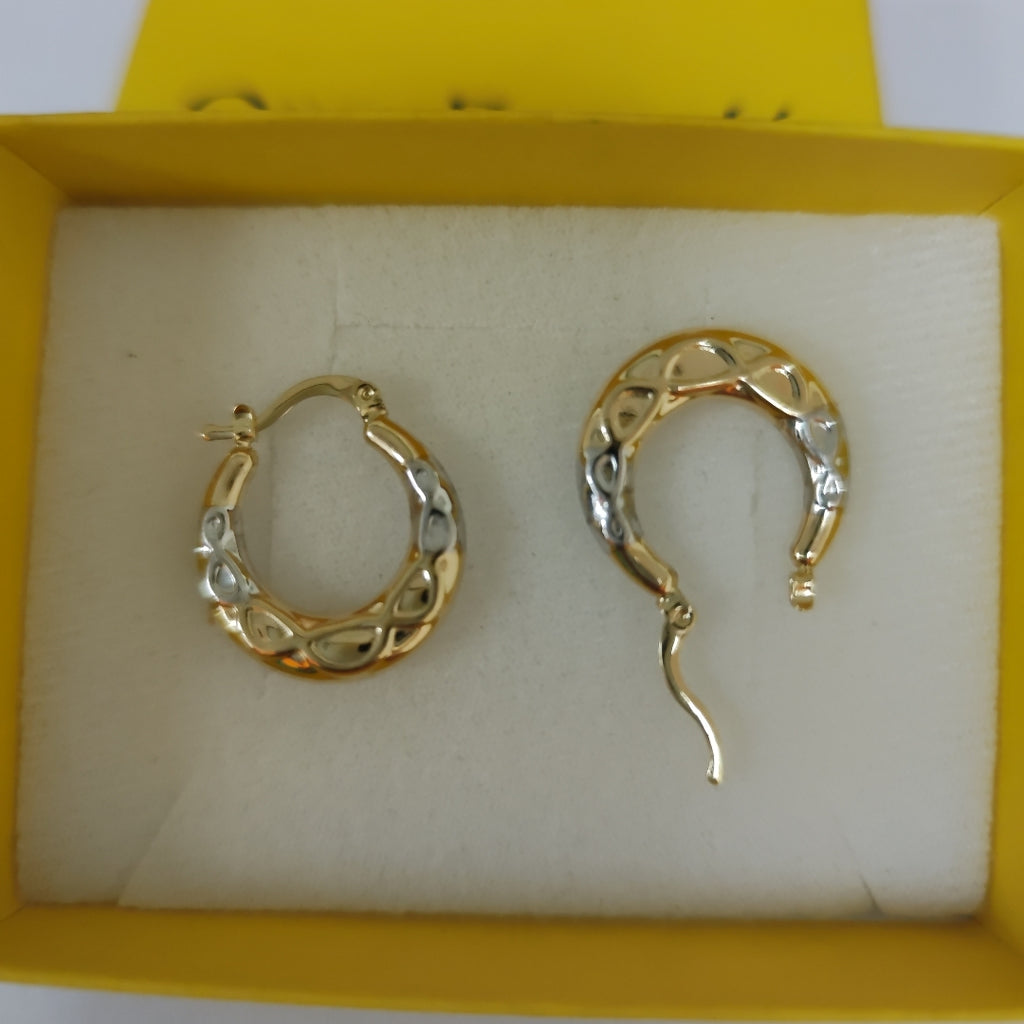 ARETES ARRACADAS COMBINADAS CON INFINITO 14K 2.1 GR (NUEVO)