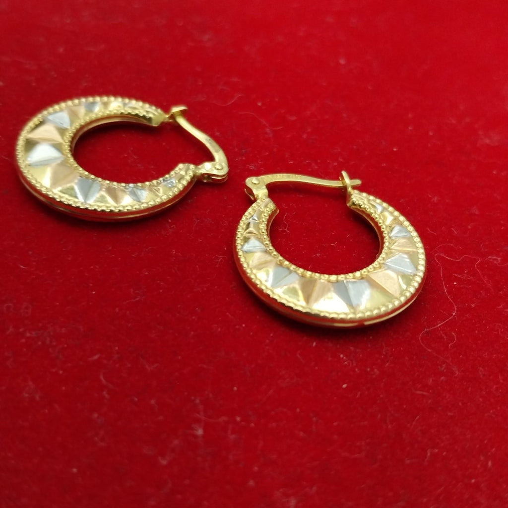 ARRACADAS PAR ORO, ORO COMBINADO 14 K 1.7 GRMS (SEMINUEVO)