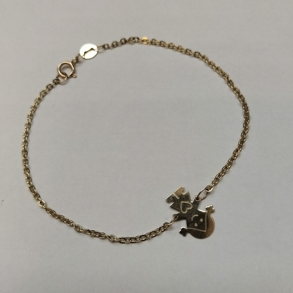 PULSERA ESP CON DIJE DE NIÑA 14K 18 CM 1.4 GR (NUEVO)