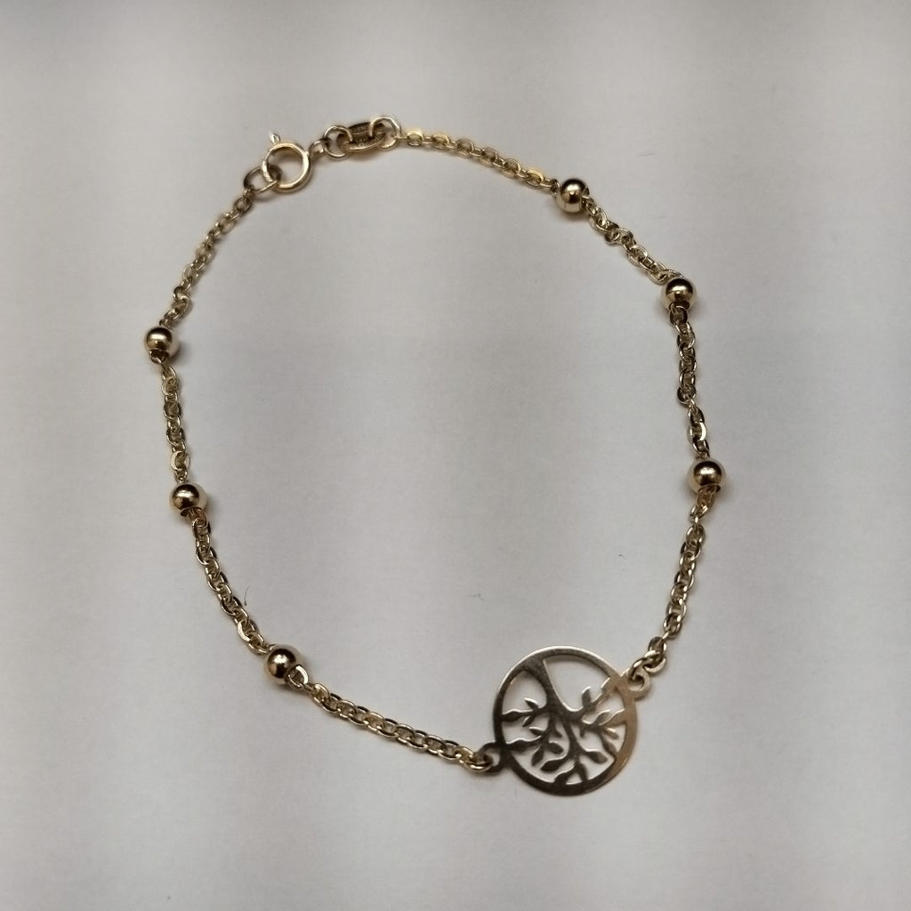 PULSERA TEJIDO ESPECIAL ARBOL 14K 18 CM 1.7 GR (NUEVO)
