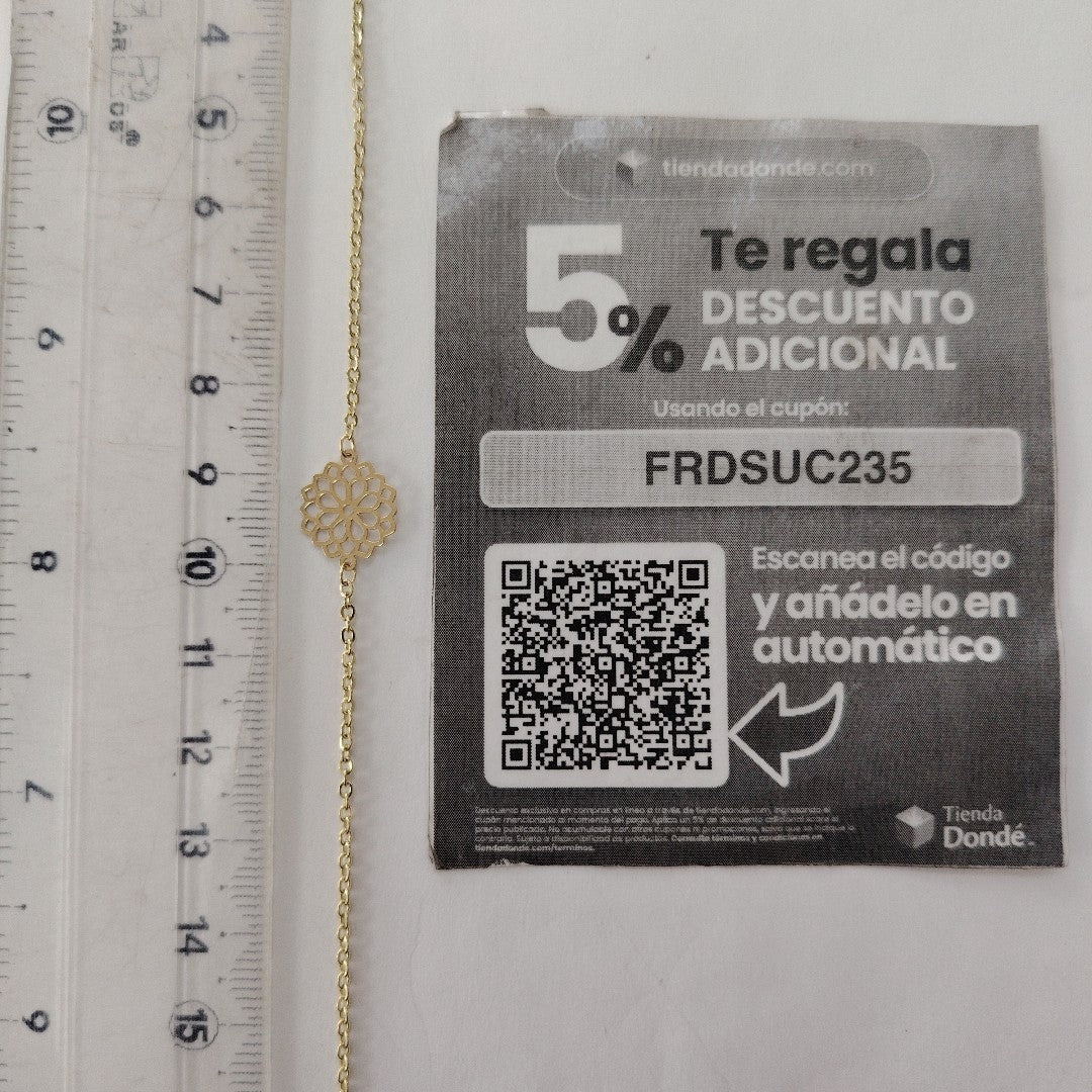 PULSERA TEJIDO ESPECIAL CON MANDALA 14K 18 CM 1.3 GR (NUEVO)