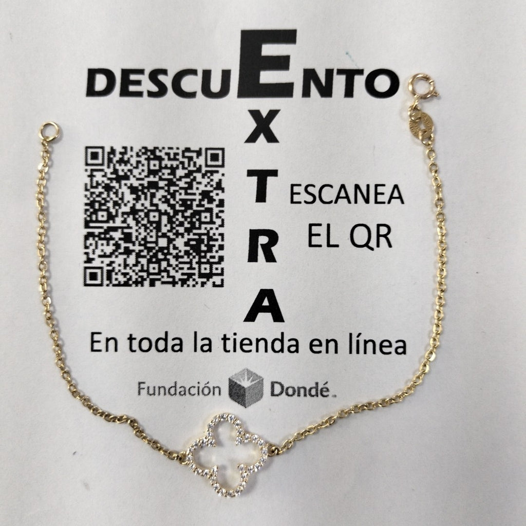 PULSERA TEJIDO ESPECIAL C CIRCONIAS 14K 18 CM 1.8 GR (NUEVO)