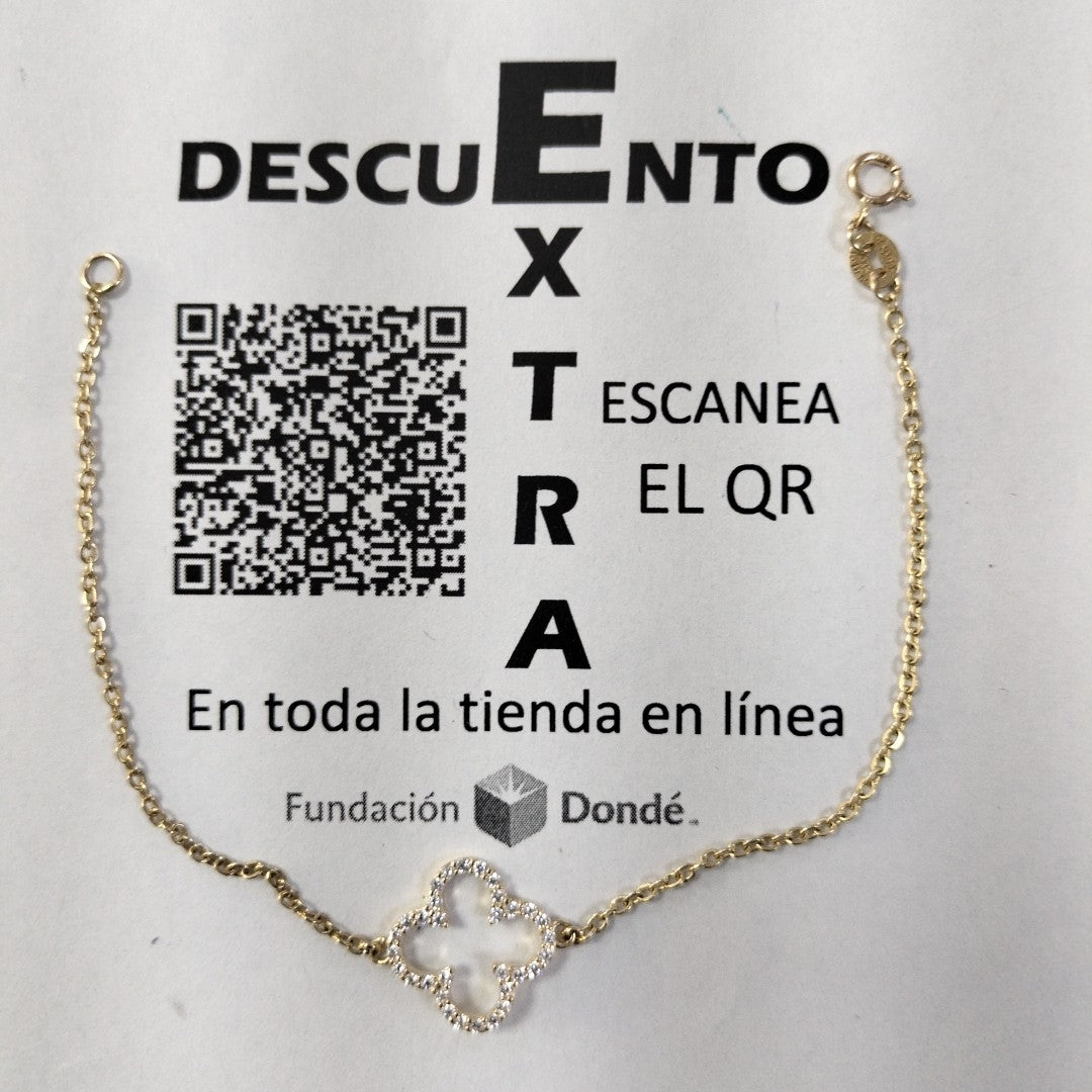 PULSERA TEJIDO ESPECIAL C CIRCONIAS 14K 18 CM 1.8 GR (NUEVO)