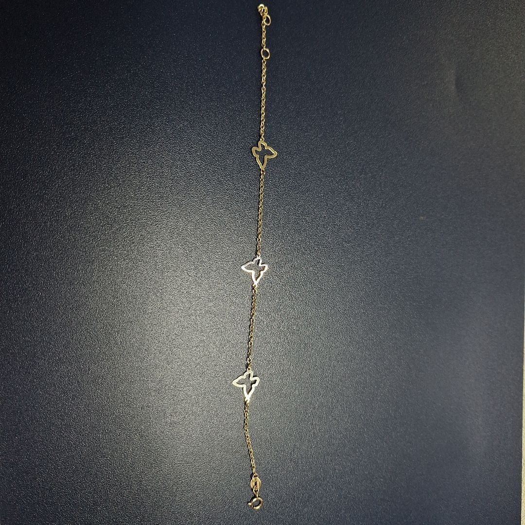 PULSERA ESPECIAL C MARIPOSAS 14K 18 CM 1.7 GR (NUEVO)