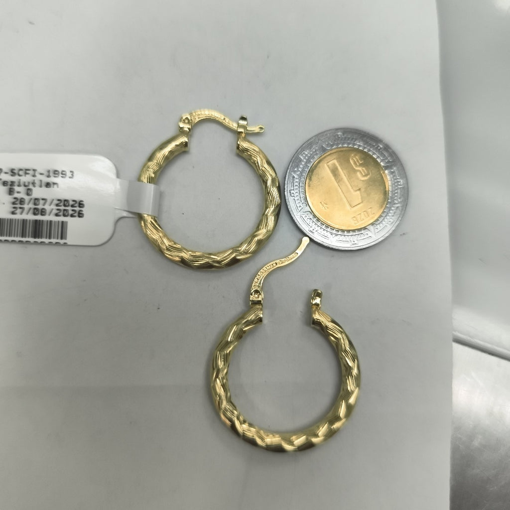ARETES TEJIDO ARRACADA LABRADA 14K 2.7 GR (NUEVO)