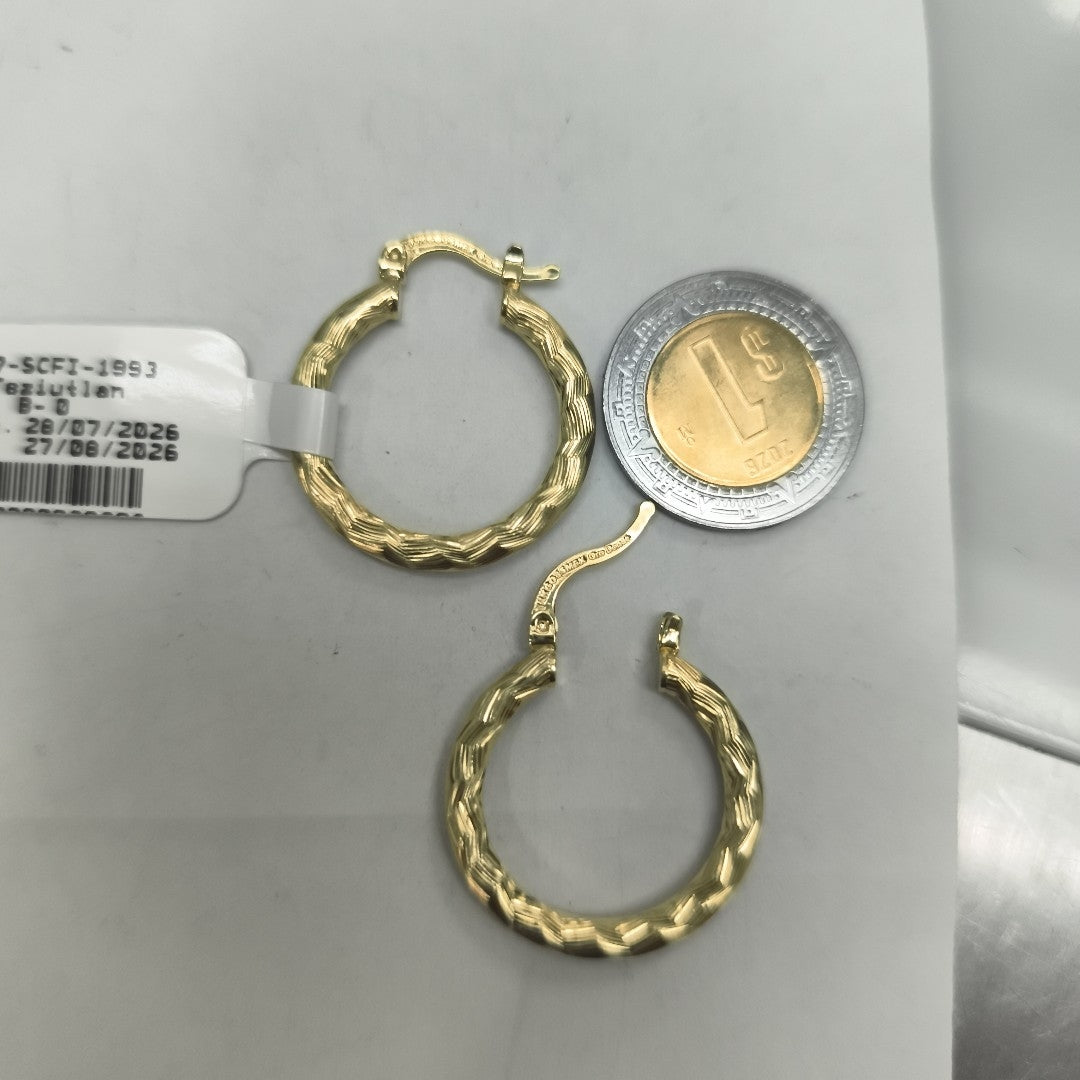 ARETES TEJIDO ARRACADA LABRADA 14K 2.7 GR (NUEVO)