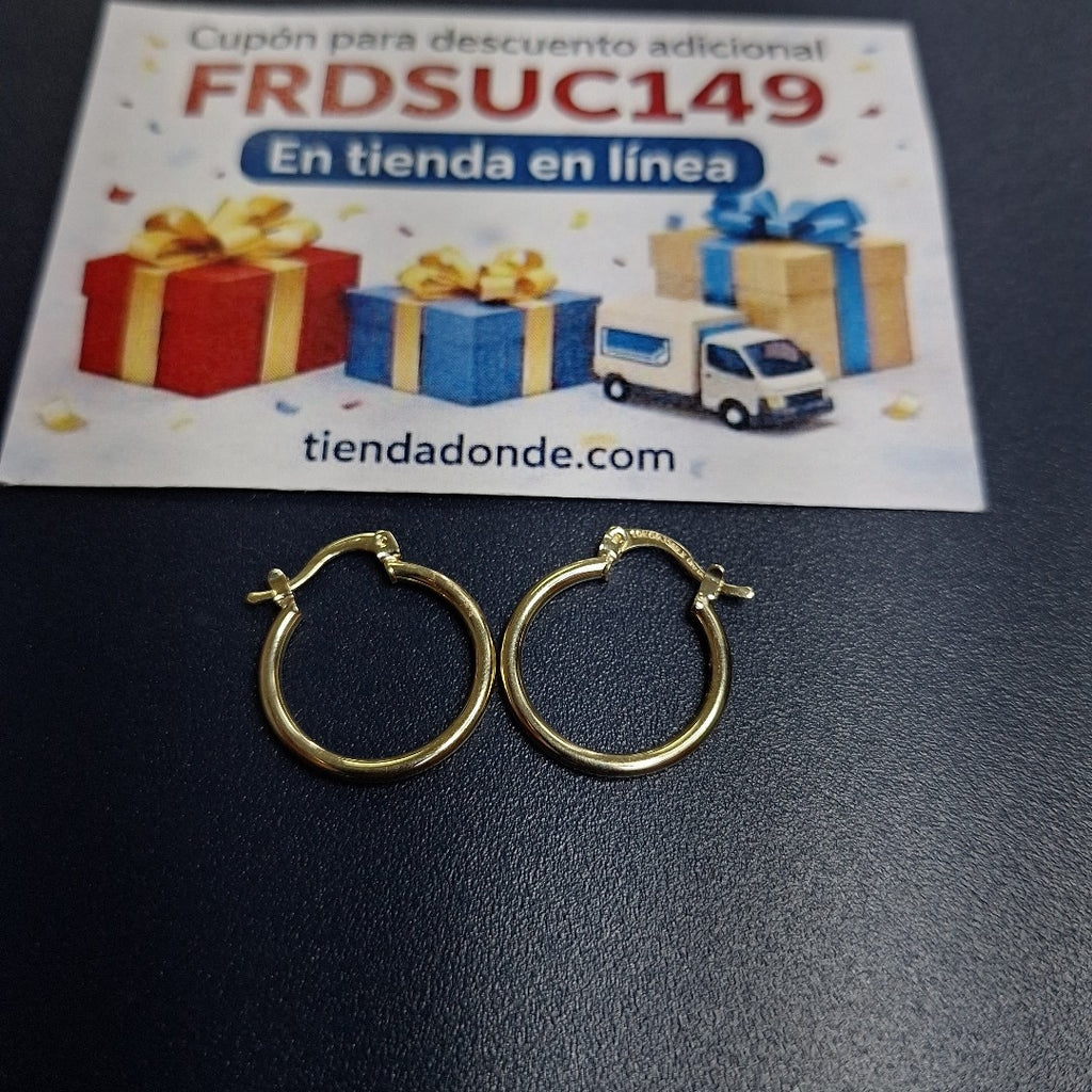 ARETES TEJIDO ARRACADAS LISAS 14K 1.2 GR (NUEVO)
