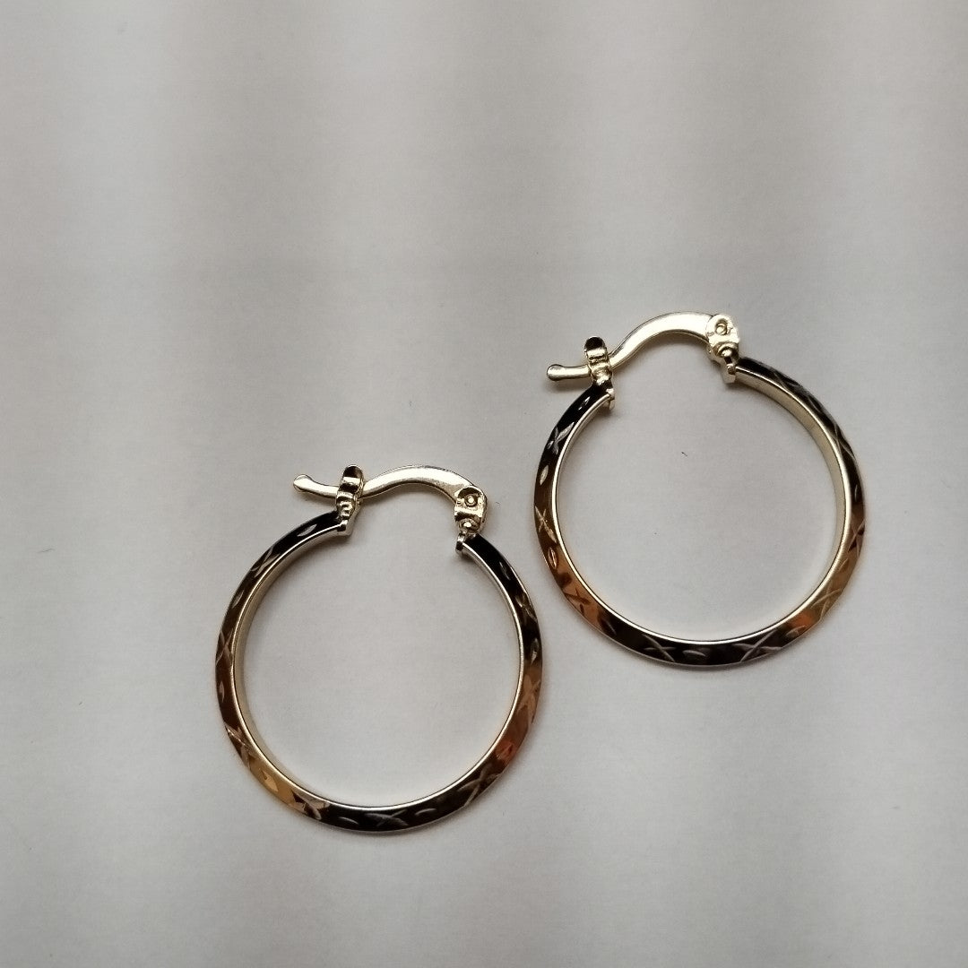 ARETES TEJIDO ARRACADAS BISELADAS COMBINADAS 14K 1.3 GR (NUEVO)