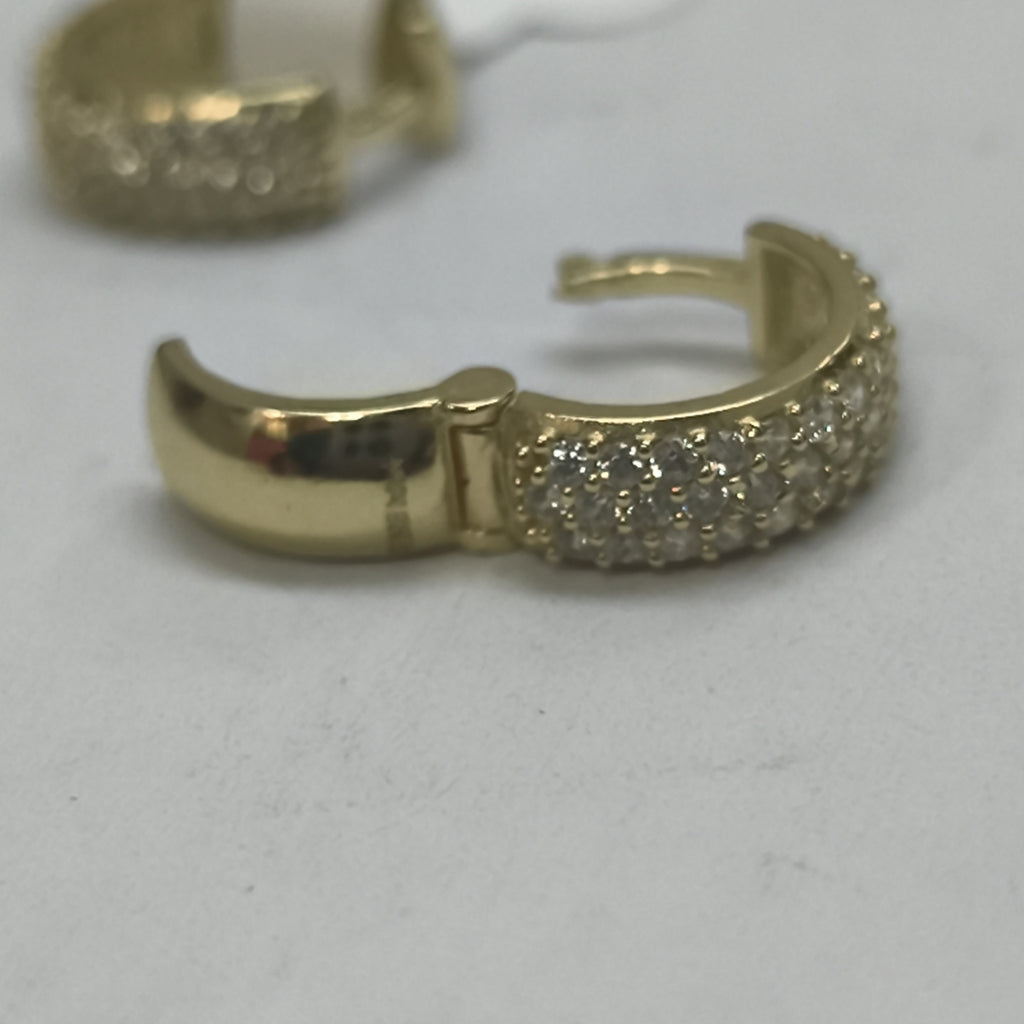 ARETES HUGGIE CON CIRCONIAS 14K 2.1 GR (NUEVO)