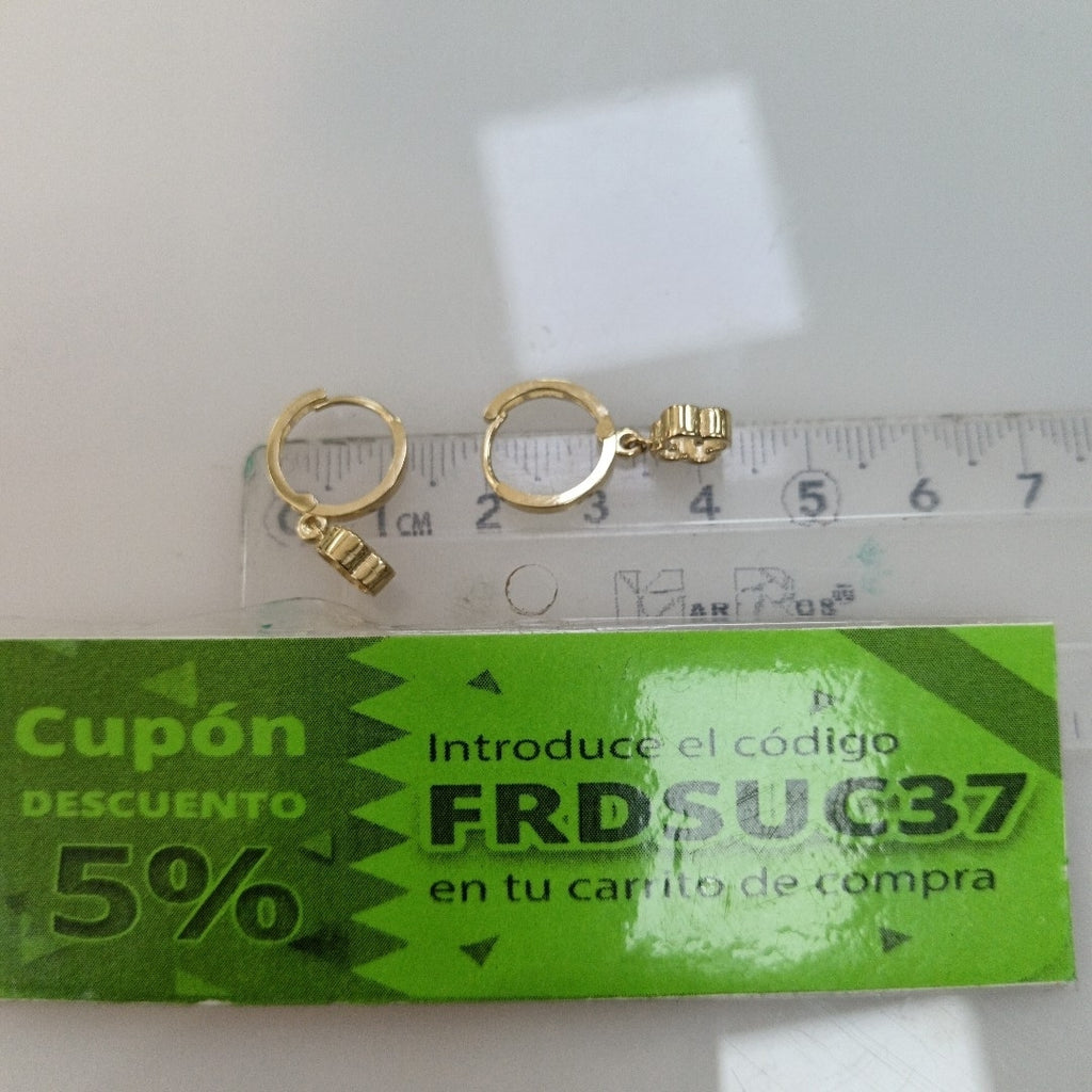 ARETES ARRACADAS CON DIJE 14K 2.3 GR (NUEVO)