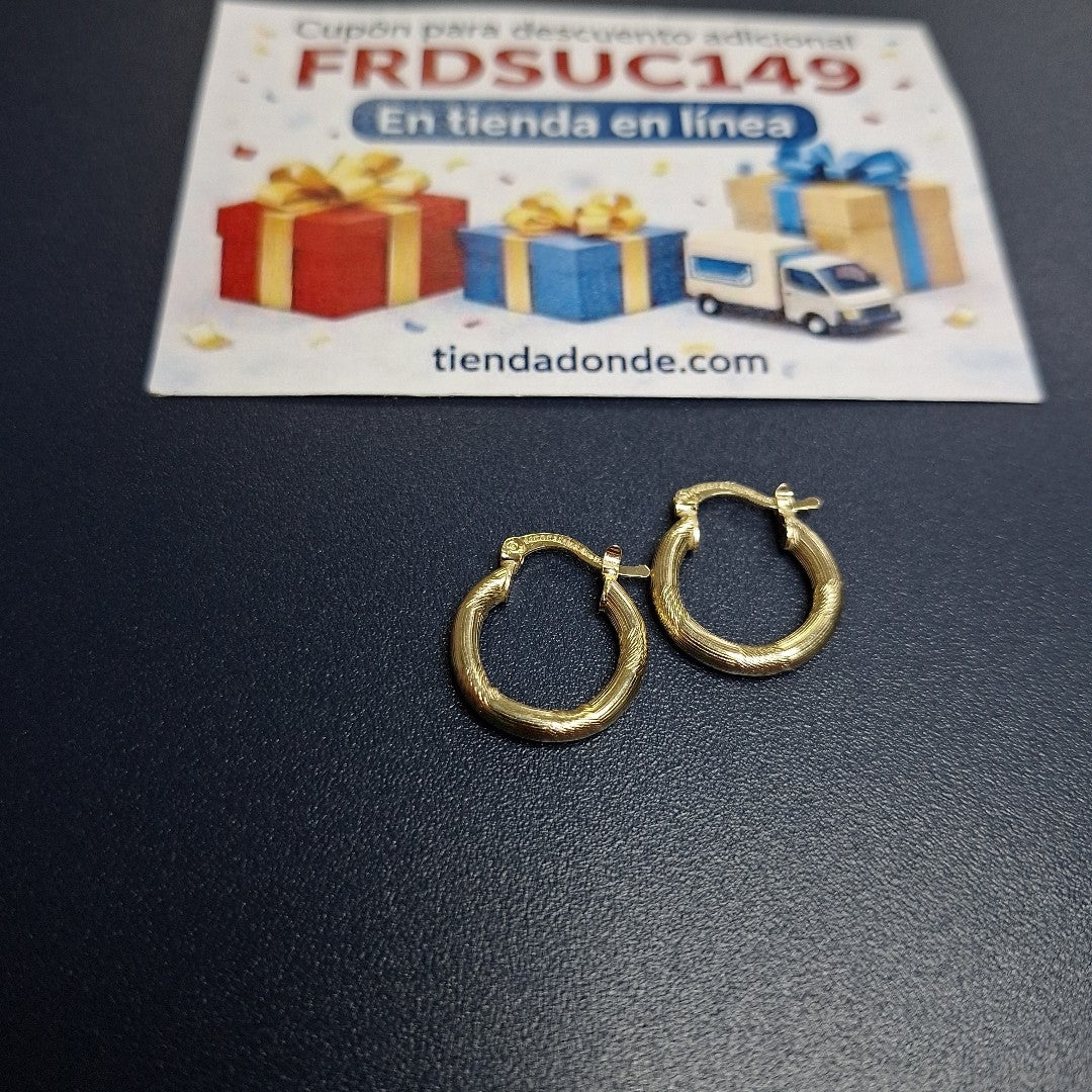 ARETES TEJIDO ARRACADAS CON DISEÑO 14K 2.6 GR (NUEVO)