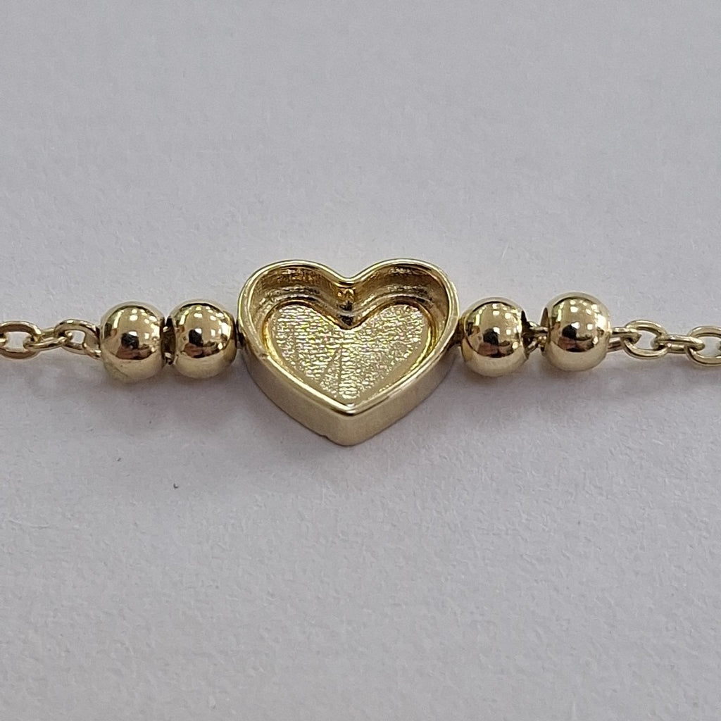 PULSERA TEJIDO ESPECIAL C CORAZON ROJO 14K 18 CM 2 GR (NUEVO)