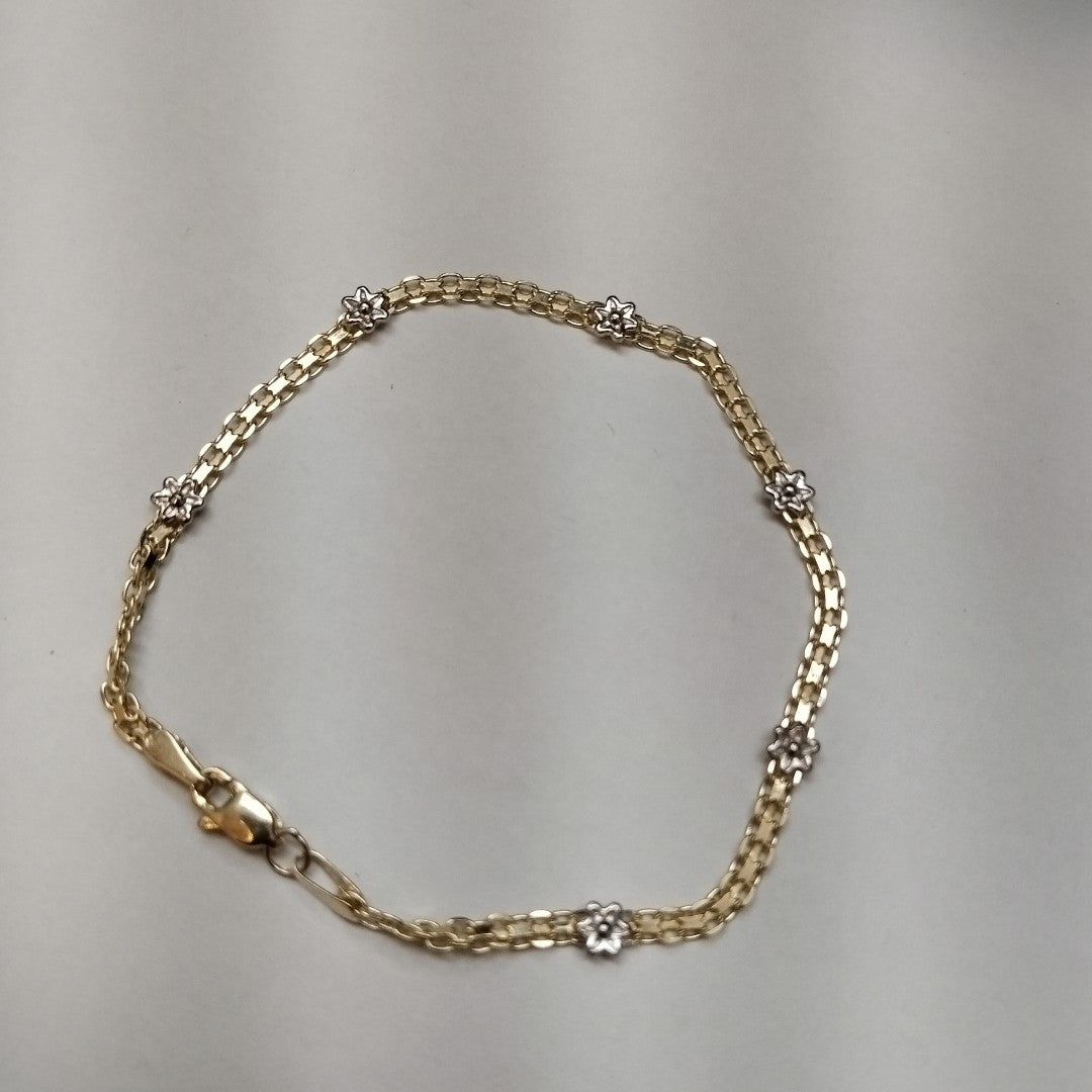PULSERA ESPECIAL C FLORES 14K 18 CM 2.9 GR (NUEVO)