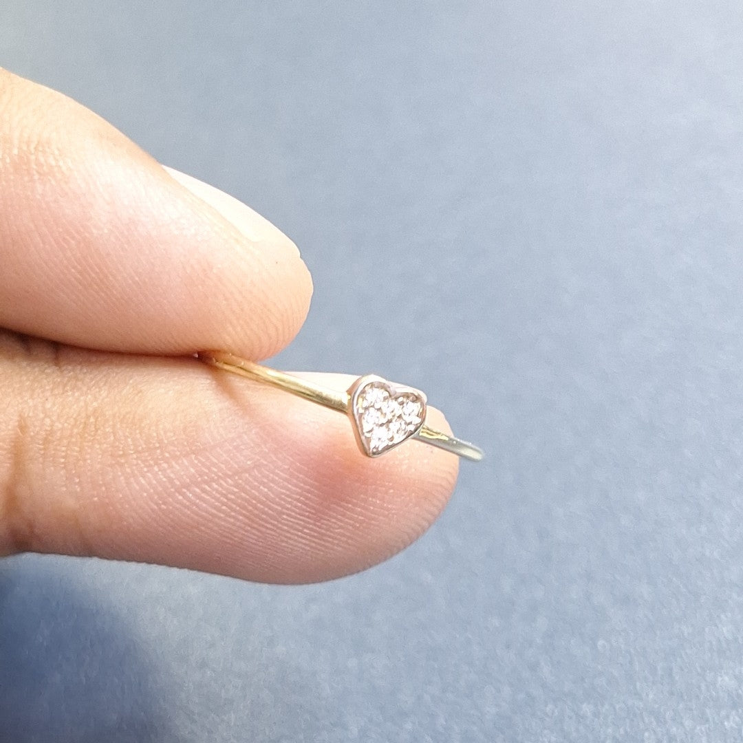ANILLO ANILLITO CORAZON C CIRCONIA 14K 7 TALLA 0.8 GR (NUEVO)
