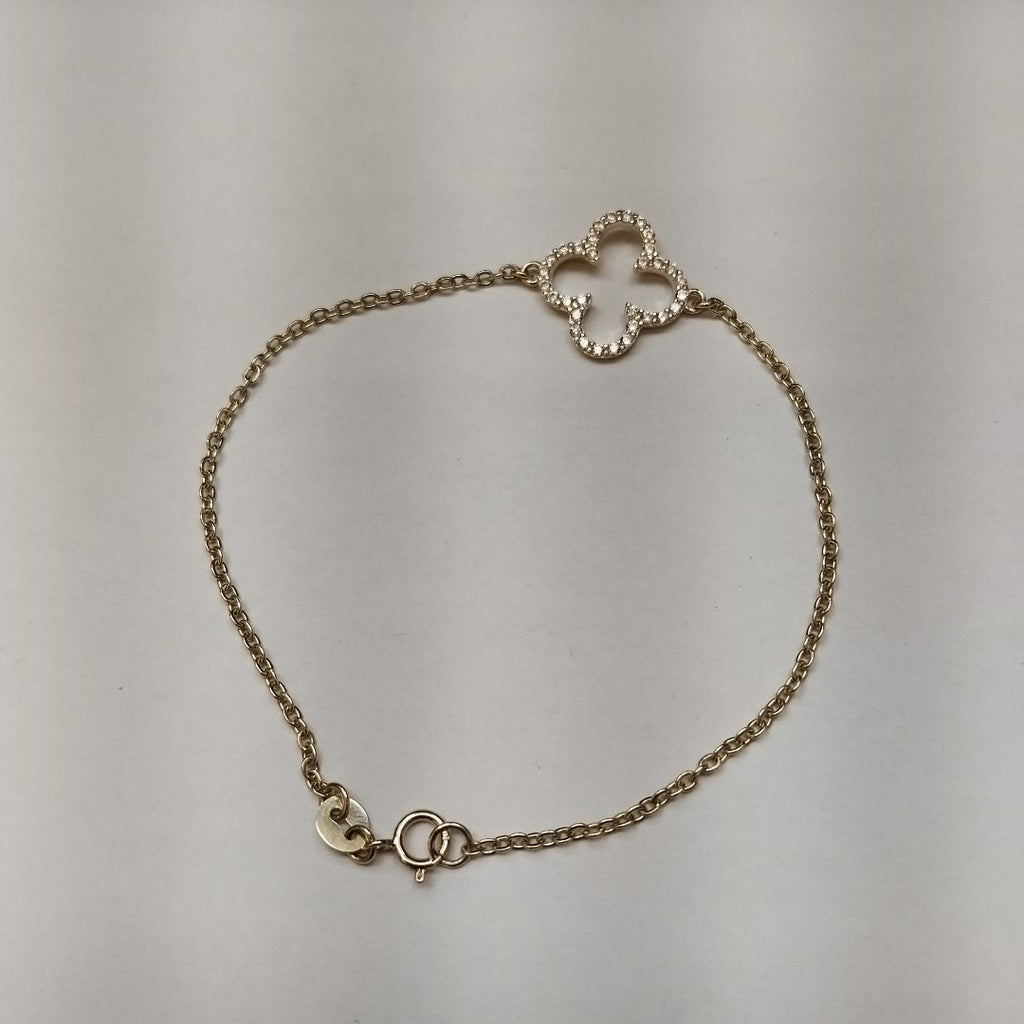 PULSERA TEJIDO ESPECIAL C CIRCONIAS 14K 18 CM 1.8 GR (NUEVO)