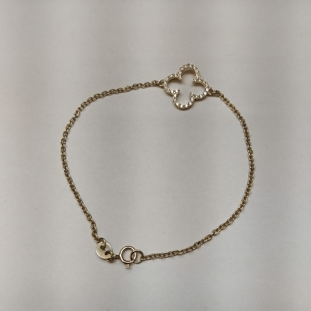 PULSERA TEJIDO ESPECIAL C CIRCONIAS 14K 18 CM 1.8 GR (NUEVO)