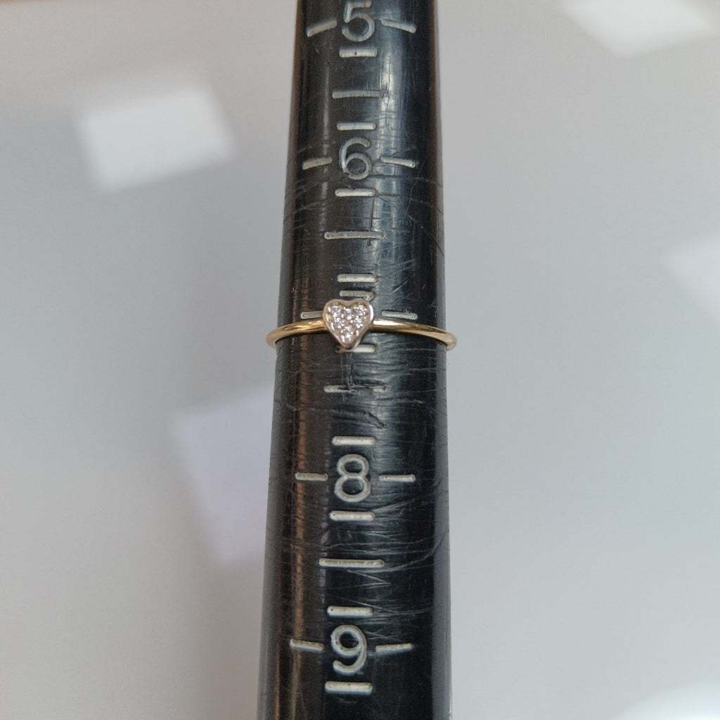 ANILLO ANILLITO CORAZON C CIRCONIA 14K 7 TALLA 0.8 GR (NUEVO)