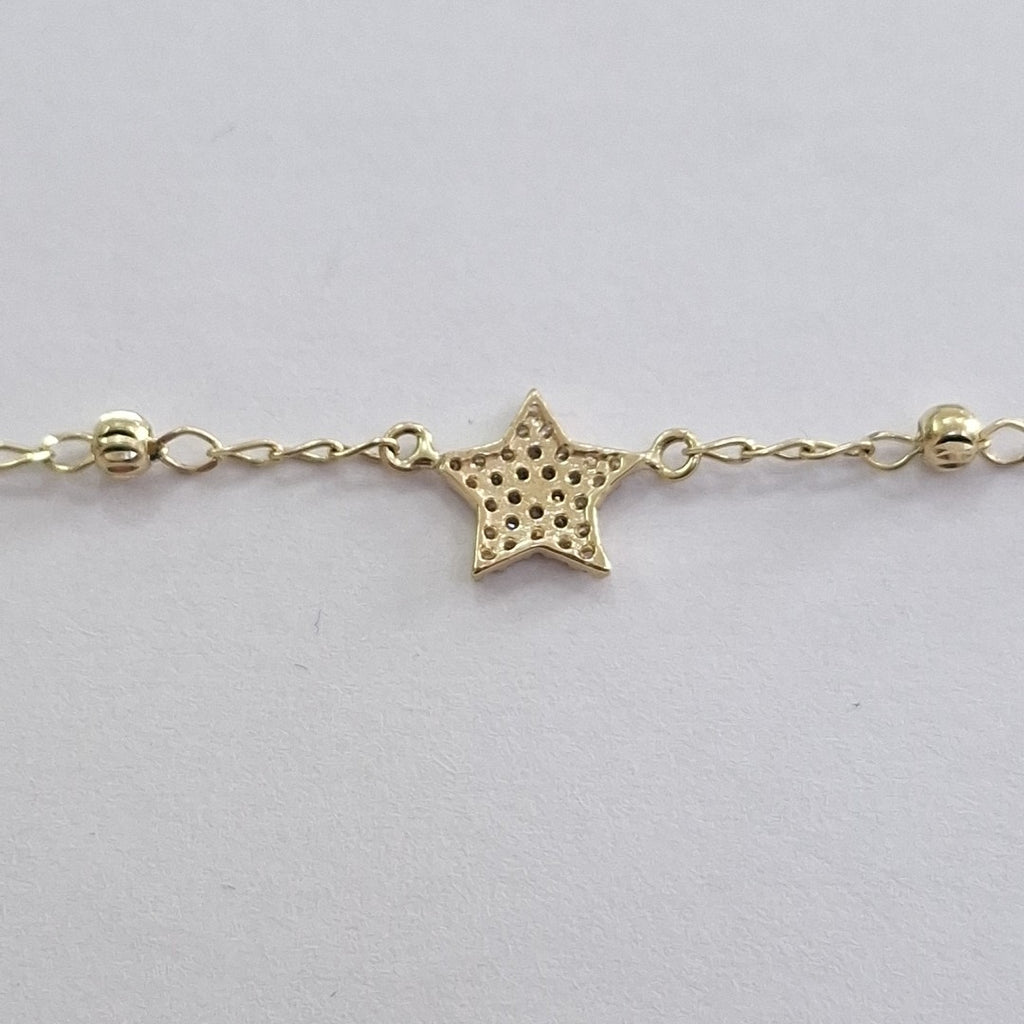 PULSERA ESPECIAL CON ESTRELLA Y CIRCONIAS 14K 18 CM 1.5 GR (NUEVO)