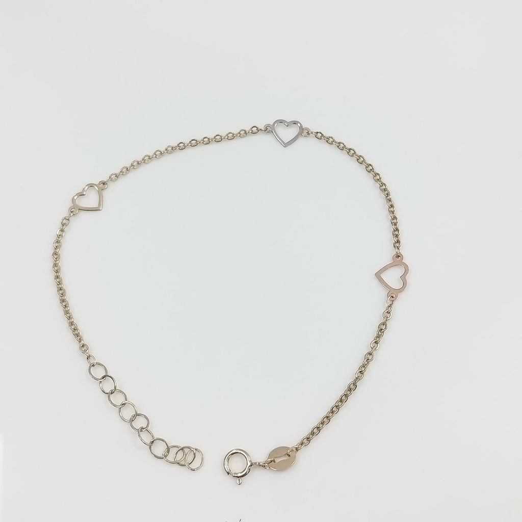 PULSERA ESPECIAL CON CORAZONES 10K 18 CM 1.2 GR (NUEVO)