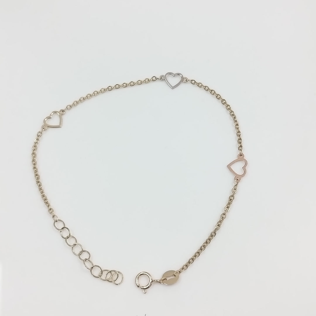 PULSERA ESPECIAL CON CORAZONES 10K 18 CM 1.2 GR (NUEVO)