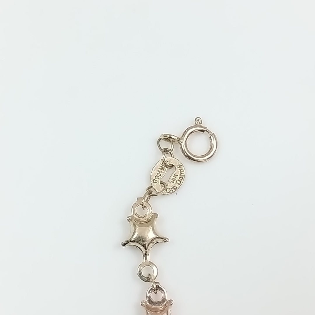 PULSERA TEJIDO ESPECIAL ESTRELLAS COMBINADAS 14K 18 CM 2.3 GR (NUEVO)