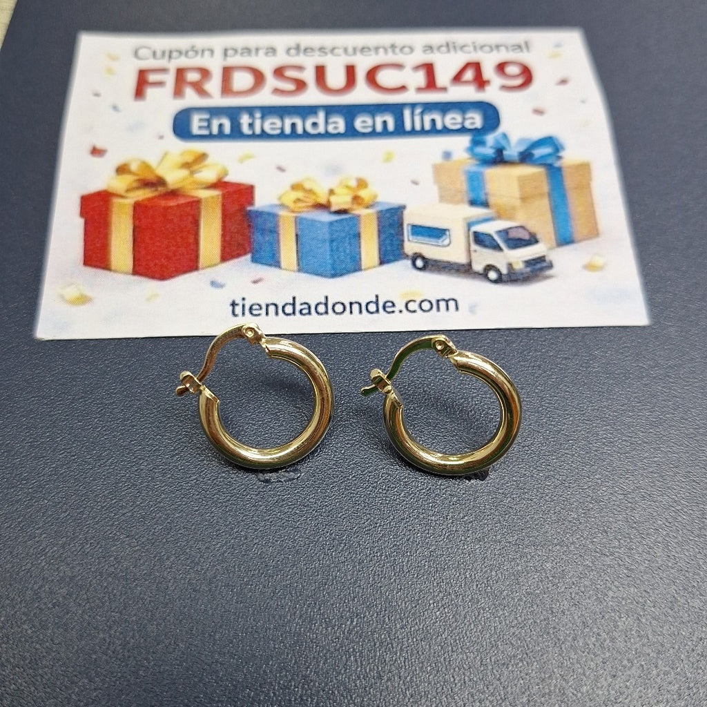 ARETES TEJIDO ARRACADAS LISAS 14K 1.6 GR (NUEVO)
