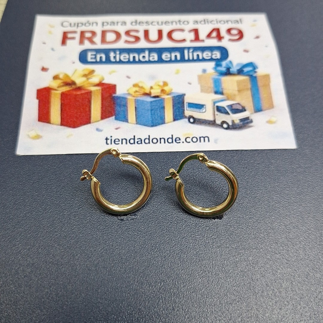 ARETES TEJIDO ARRACADAS LISAS 14K 1.6 GR (NUEVO)