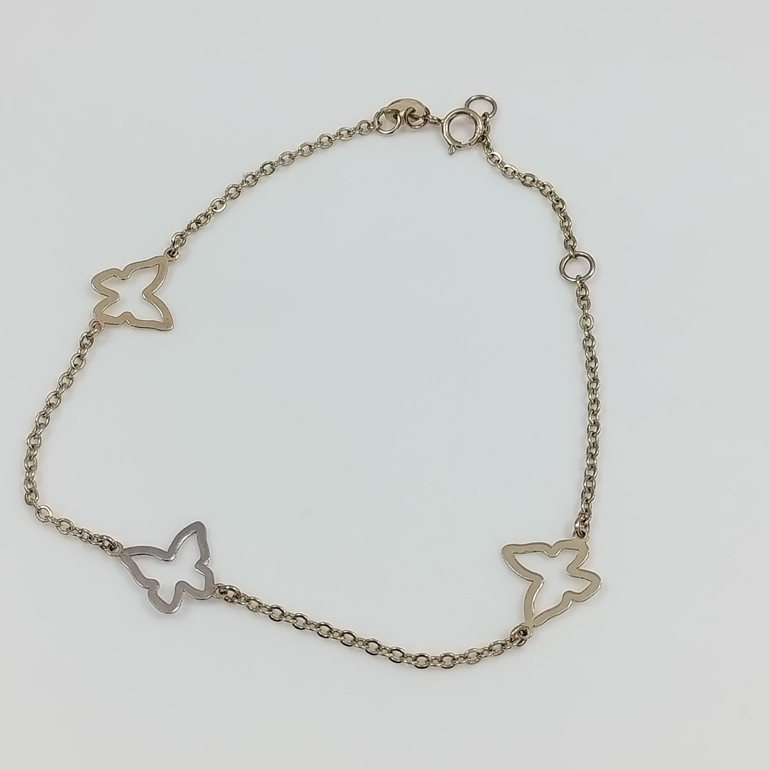 PULSERA ESPECIAL C MARIPOSAS 14K 18 CM 1.7 GR (NUEVO)