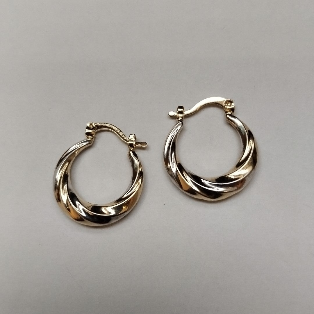 ARETES TEJIDO ARRACADA TRENZADA COMBINADA 14K 1.8 GR (NUEVO)
