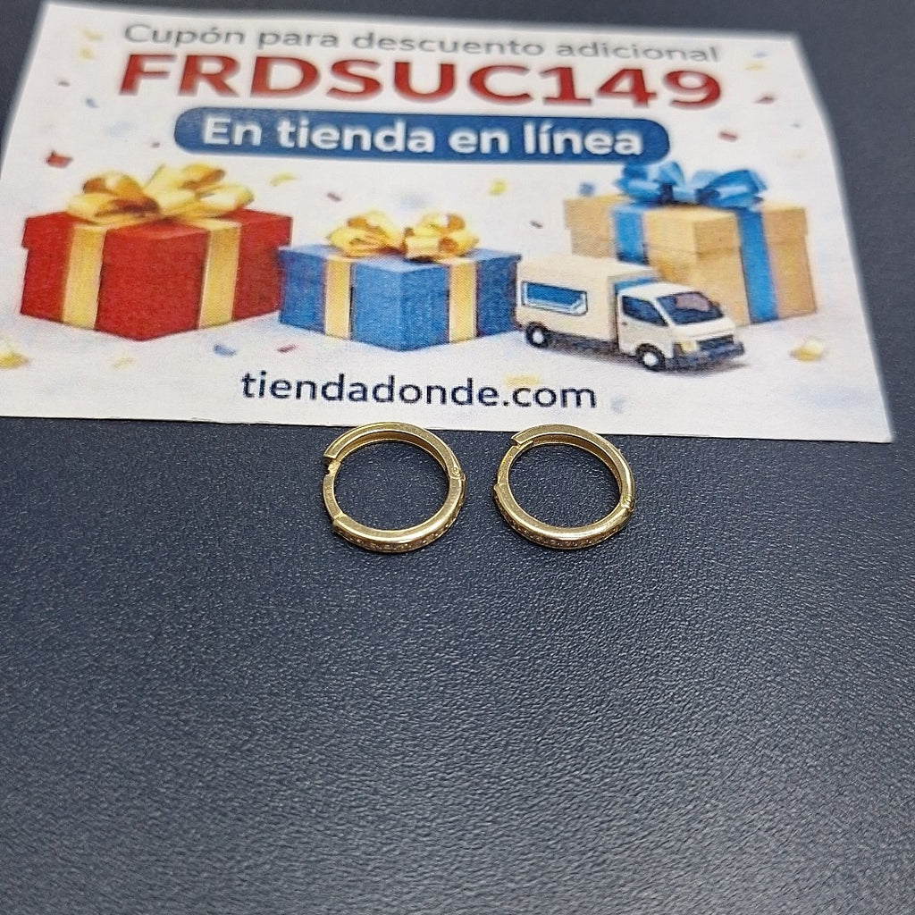 ARETES HUGGIES C CIRCONIA 14K 1.6 GR (NUEVO)