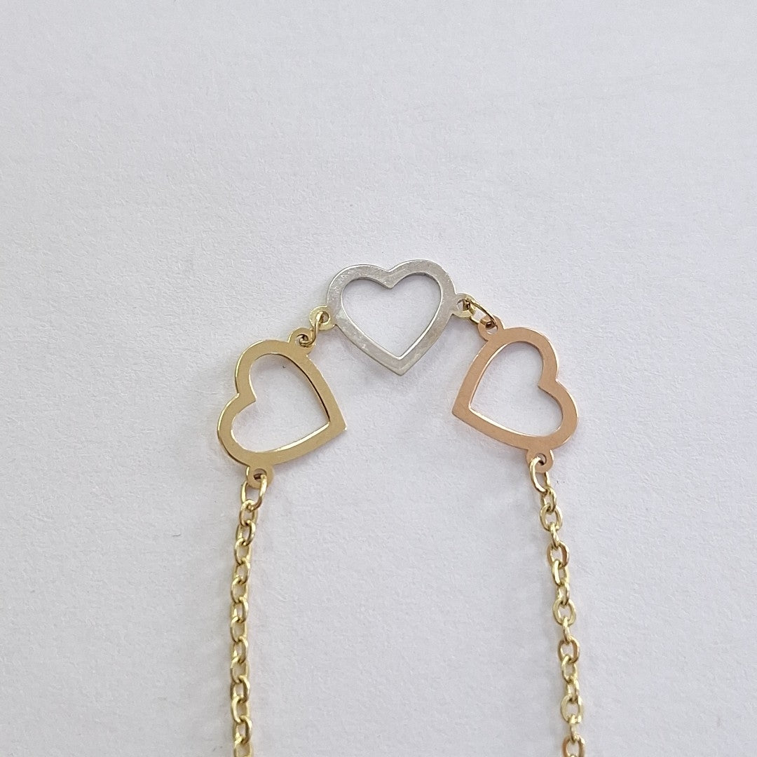 PULSERA ESPECIAL CON CORAZONES 14K 18 CM 1.3 GR (NUEVO)