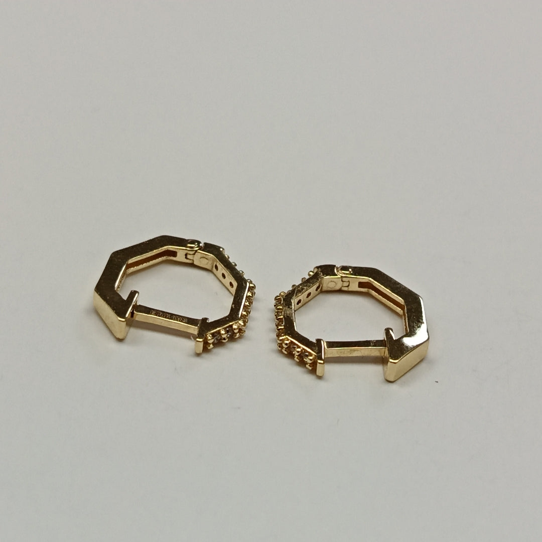 ARETES HUGGIES C CIRCONIAS 14K 1.7 GR (NUEVO)
