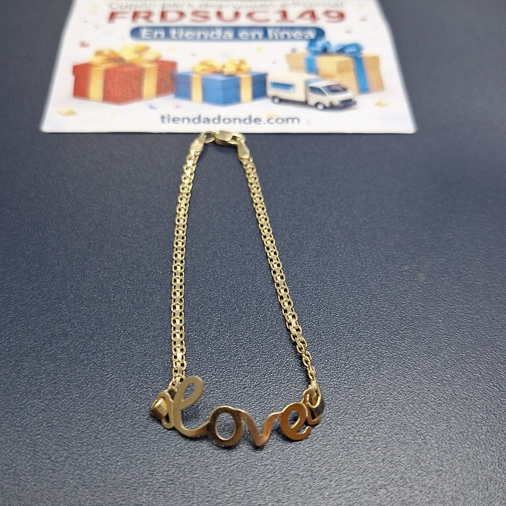 PULSERA ESCLAVA GRABADA LOVE 10K 18 CM 2.7 GR (NUEVO)