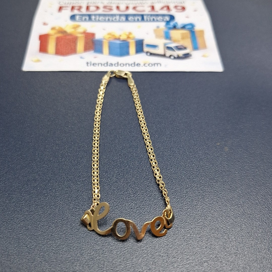 PULSERA ESCLAVA GRABADA LOVE 10K 18 CM 2.7 GR (NUEVO)