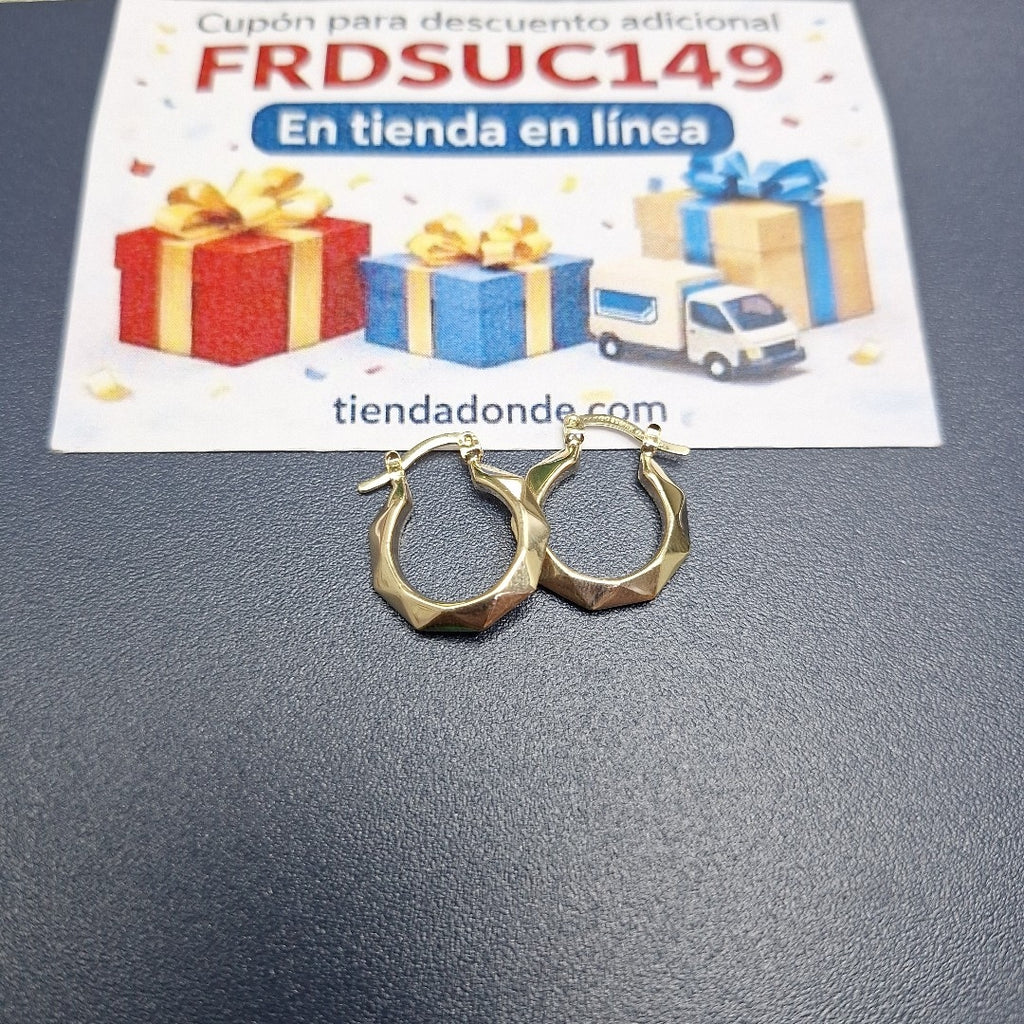 ARETES TEJIDO ARRACADAS FACETADAS 14K 1.8 GR (NUEVO)