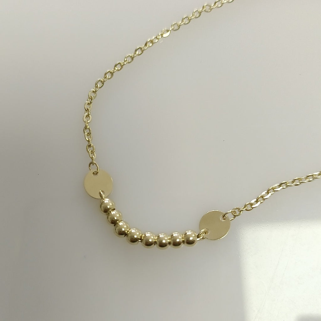PULSERA TEJIDO ESPECIAL CON BOLITAS 14K 18 CM 1.7 GR (NUEVO)