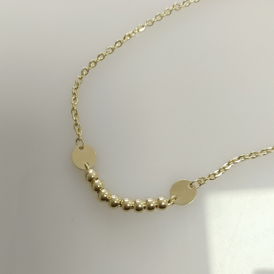 PULSERA TEJIDO ESPECIAL CON BOLITAS 14K 18 CM 1.7 GR (NUEVO)
