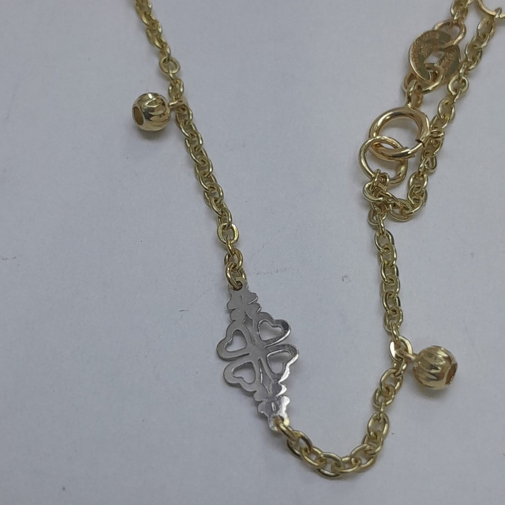 PULSERA ESPECIAL CON TREBOL 14K 18 CM 1.8 GR (NUEVO)