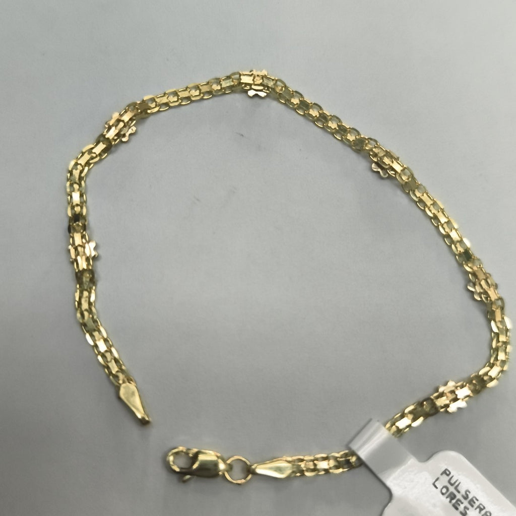 PULSERA ESPECIAL C FLORES 14K 18 CM 3 GR (NUEVO)