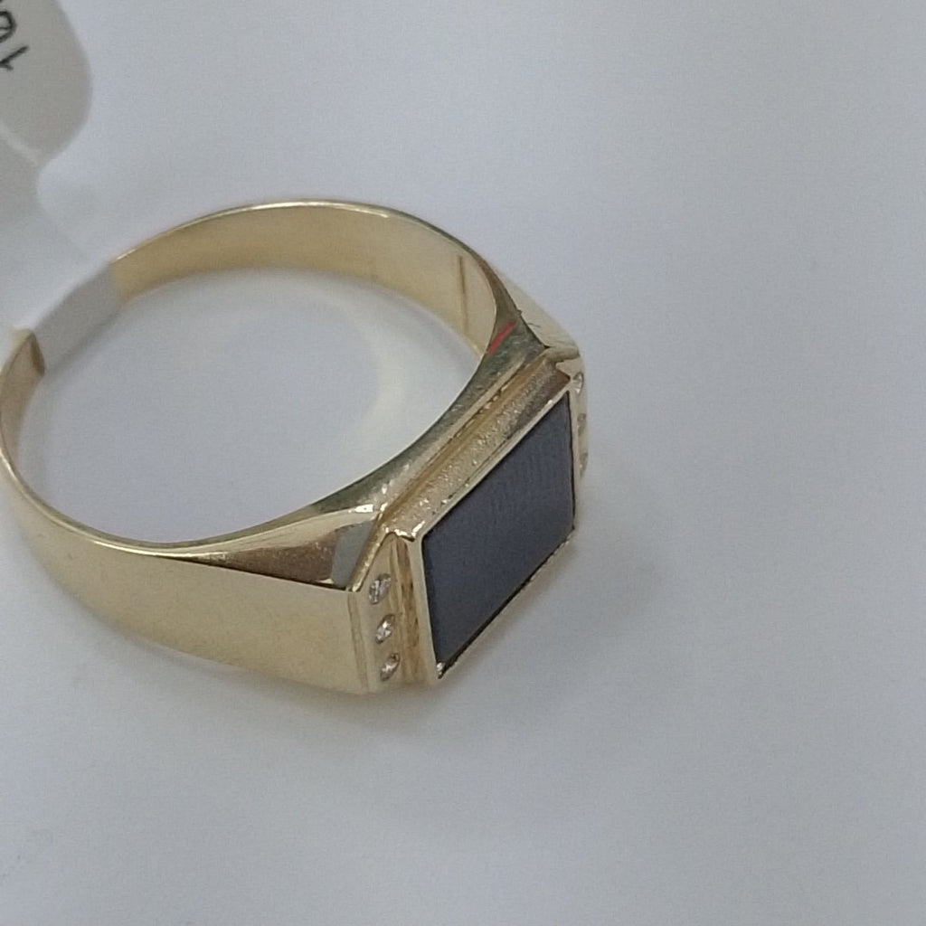 ANILLOS CON ONIX Y CIRCONIAS 10K TALLA 11 3.7 GR (NUEVO)