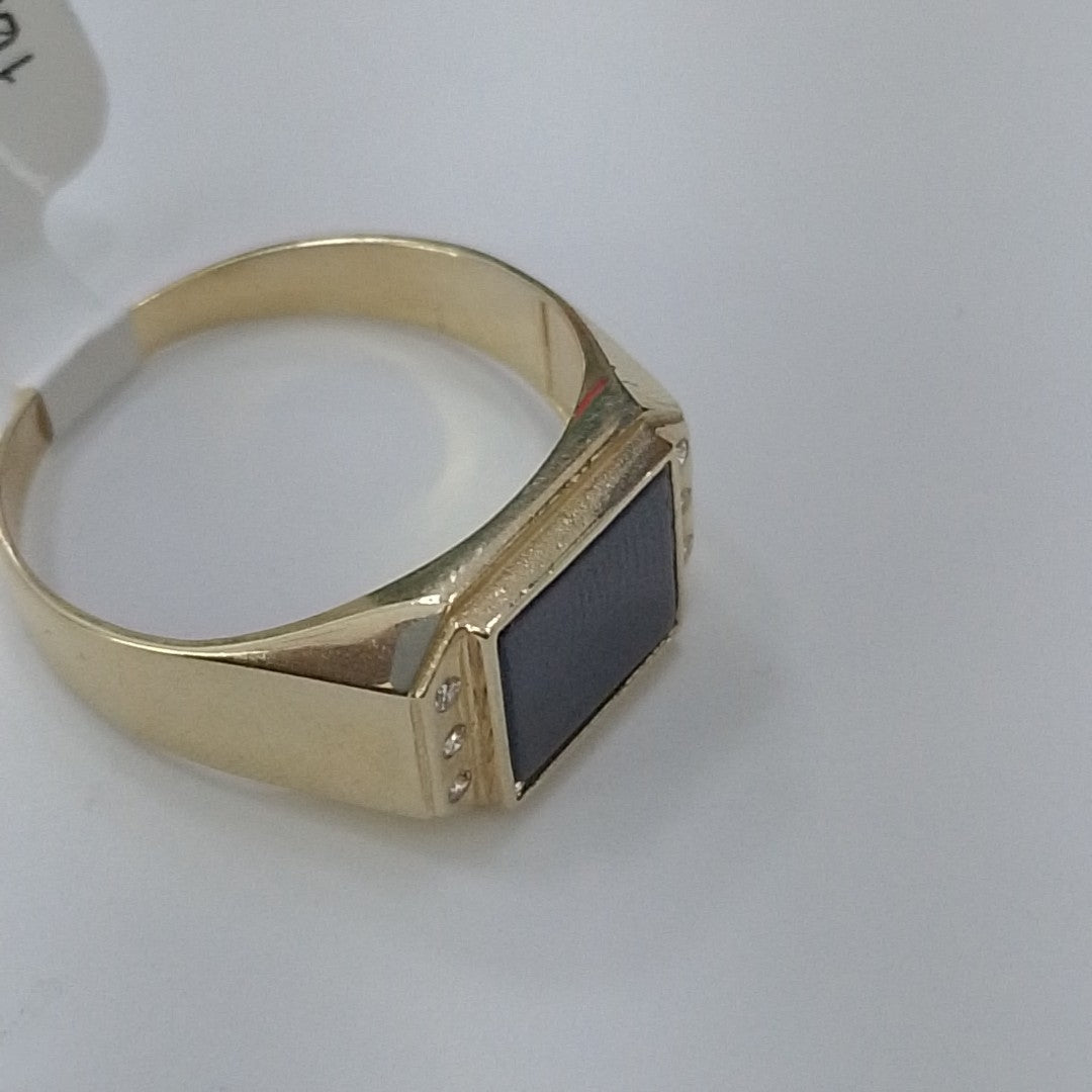 ANILLOS CON ONIX Y CIRCONIAS 10K TALLA 11 3.7 GR (NUEVO)