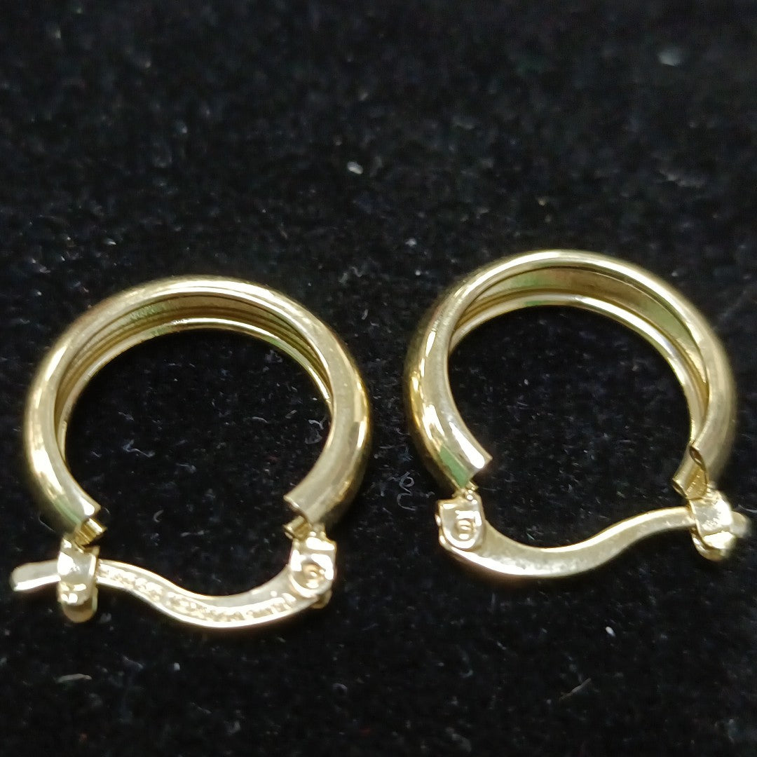 ARETES TEJIDO ARRACADAS LISAS 14K 2.1 GR (NUEVO)