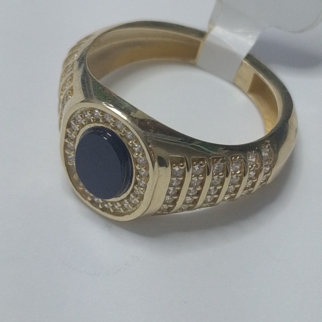 ANILLOS C ONIX Y CIRCONIAS 14K TALLA 11 5.4 GR (NUEVO)