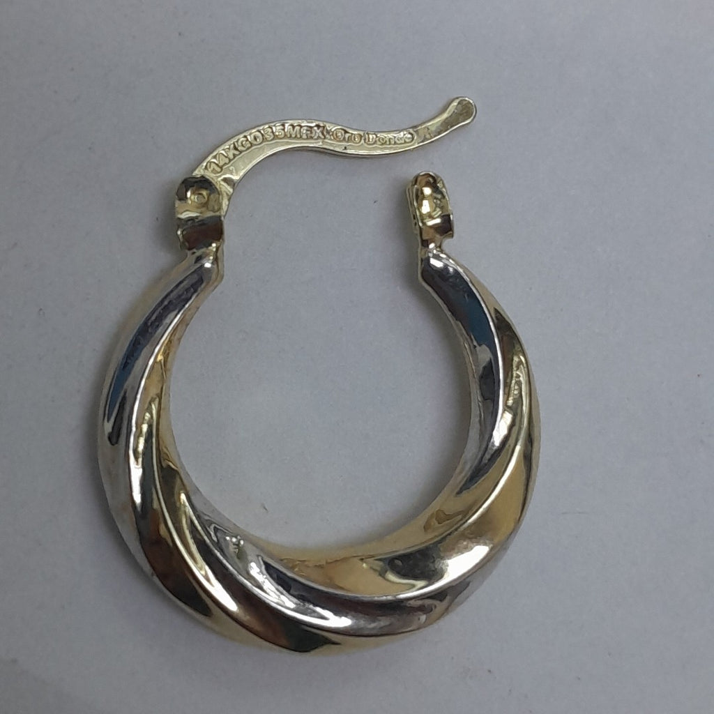 ARETES TEJIDO ARRACADA TRENZADA COMBINADA 14K 1.8 GR (NUEVO)