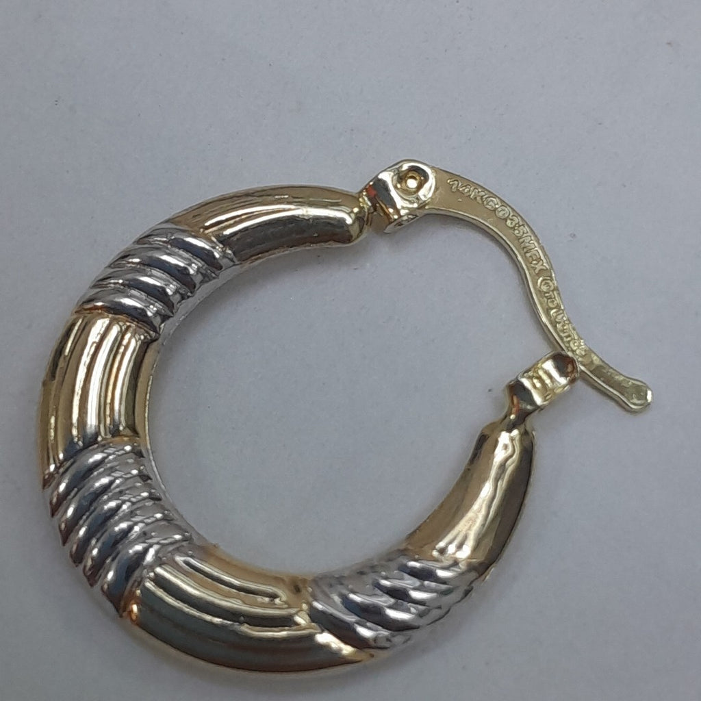 ARETES TEJIDO ARRACADAS COMBINADAS HUECAS 14K 1.9 GR (NUEVO)