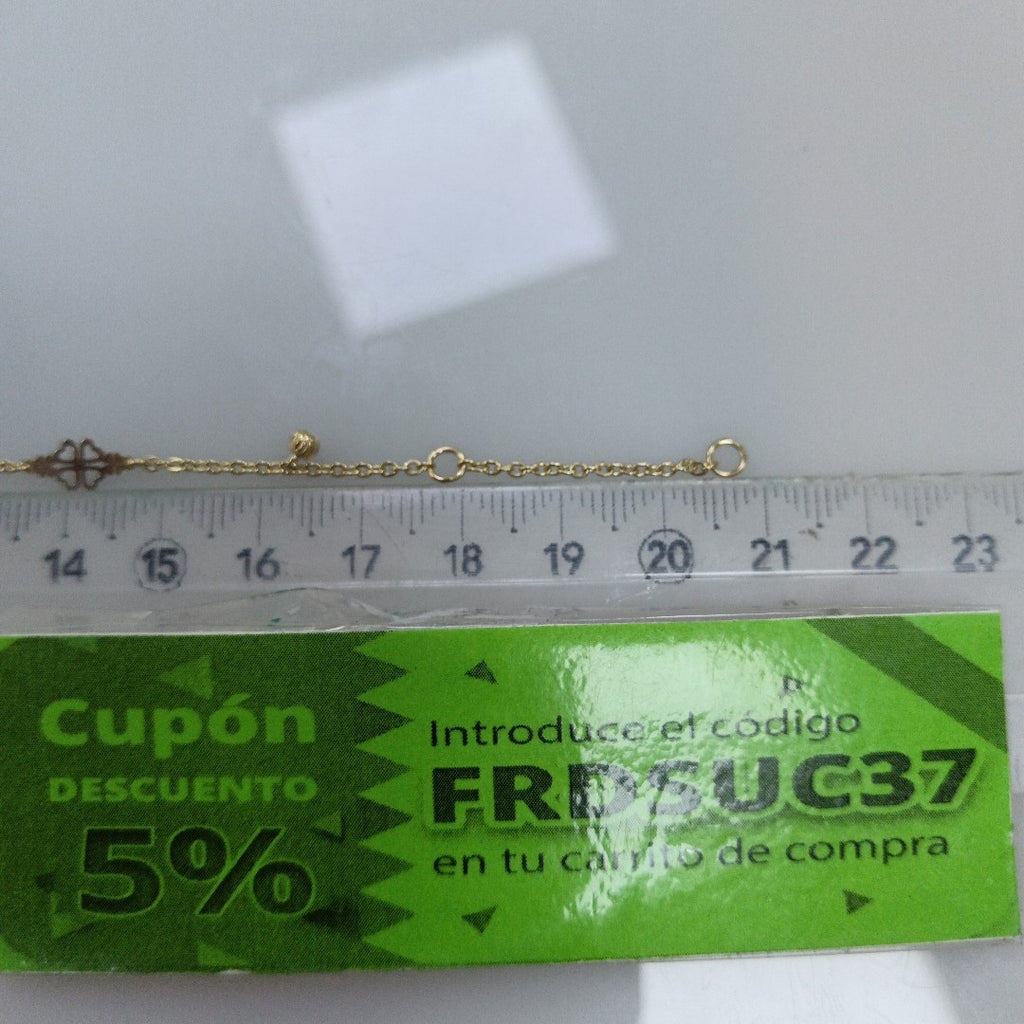 PULSERA ESPECIAL CON TREBOL 14K 18 CM 1.9 GR (NUEVO)